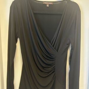 Adrienne Vittadini Black Drape Blouse